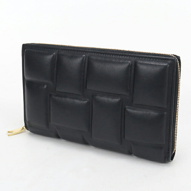 中古 ボッテガ・ヴェネタ 長財布ラウンドファスナー レディース ブランド BOTTEGA VENETA  ジップアラウンドウォレット レザー ブラック USDBO120384011