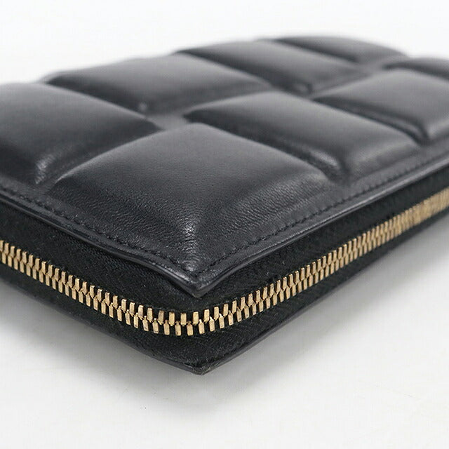 中古 ボッテガ・ヴェネタ 長財布ラウンドファスナー レディース ブランド BOTTEGA VENETA  ジップアラウンドウォレット レザー ブラック USDBO120384011
