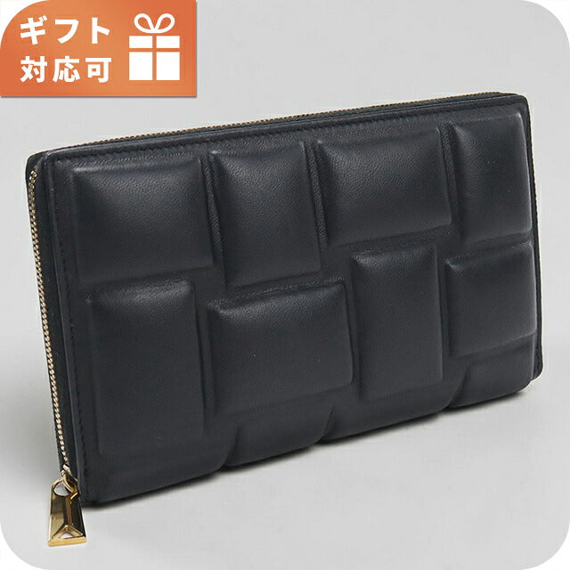 中古 ボッテガ・ヴェネタ 長財布ラウンドファスナー レディース ブランド BOTTEGA VENETA  ジップアラウンドウォレット レザー ブラック USDBO120384011
