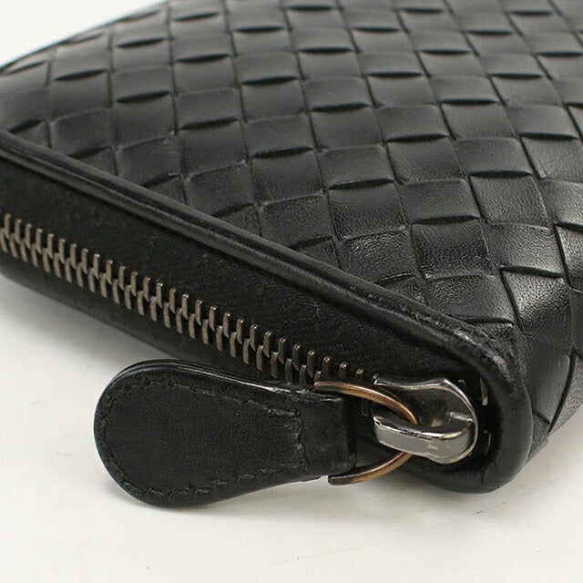 二手 Bottega Veneta 长钱包 圆形拉链 男士品牌 BOTTEGA VENETA Intrecciato 114076 黑色 USDBO120518011