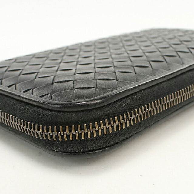 二手 Bottega Veneta 长钱包 圆形拉链 男士品牌 BOTTEGA VENETA Intrecciato 114076 黑色 USDBO120518011