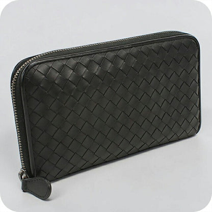 二手 Bottega Veneta 长钱包 圆形拉链 男士品牌 BOTTEGA VENETA Intrecciato 114076 黑色 USDBO120518011