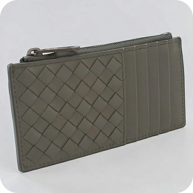 中古 ボッテガ・ヴェネタ 小銭入れ メンズ ブランド BOTTEGA VENETA イントレチャート フラグメントケース レザー 566430 グレー USDBO120571011