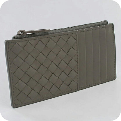 中古 ボッテガ・ヴェネタ 小銭入れ メンズ ブランド BOTTEGA VENETA イントレチャート フラグメントケース レザー 566430 グレー USDBO120571011