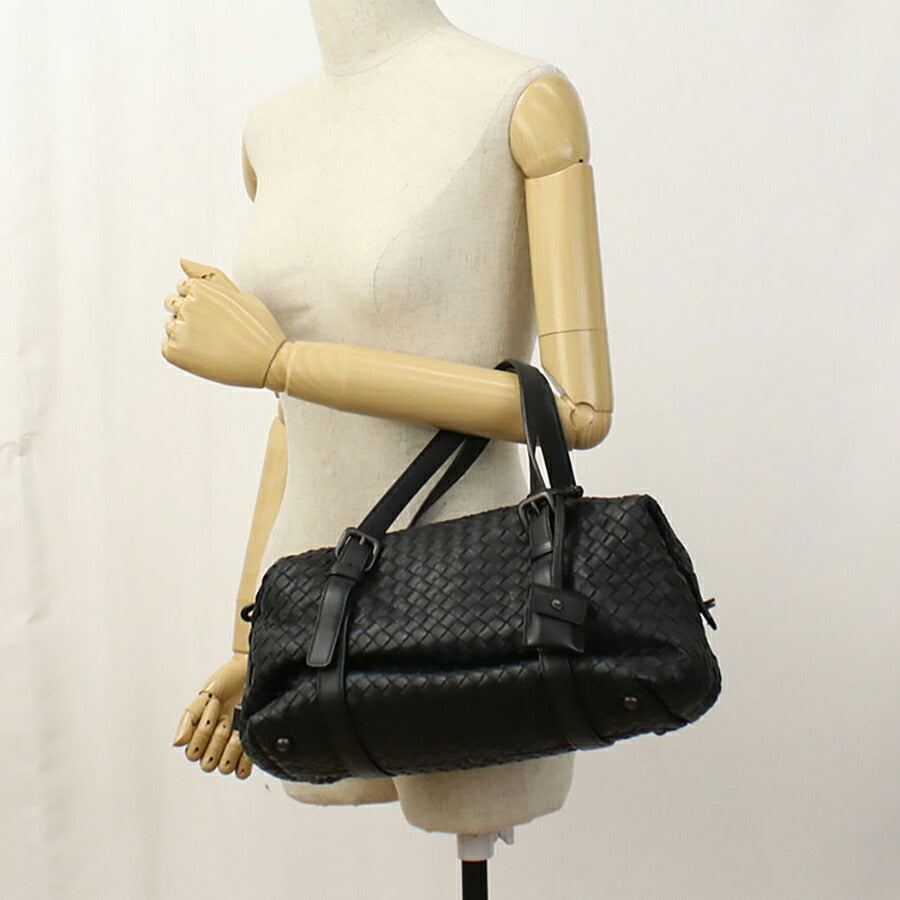 中古 ボッテガヴェネタ ミニボストン レディース ブランド BOTTEGA VENETA イントレチャート レザー ブラック バッグ USDBO94029011
