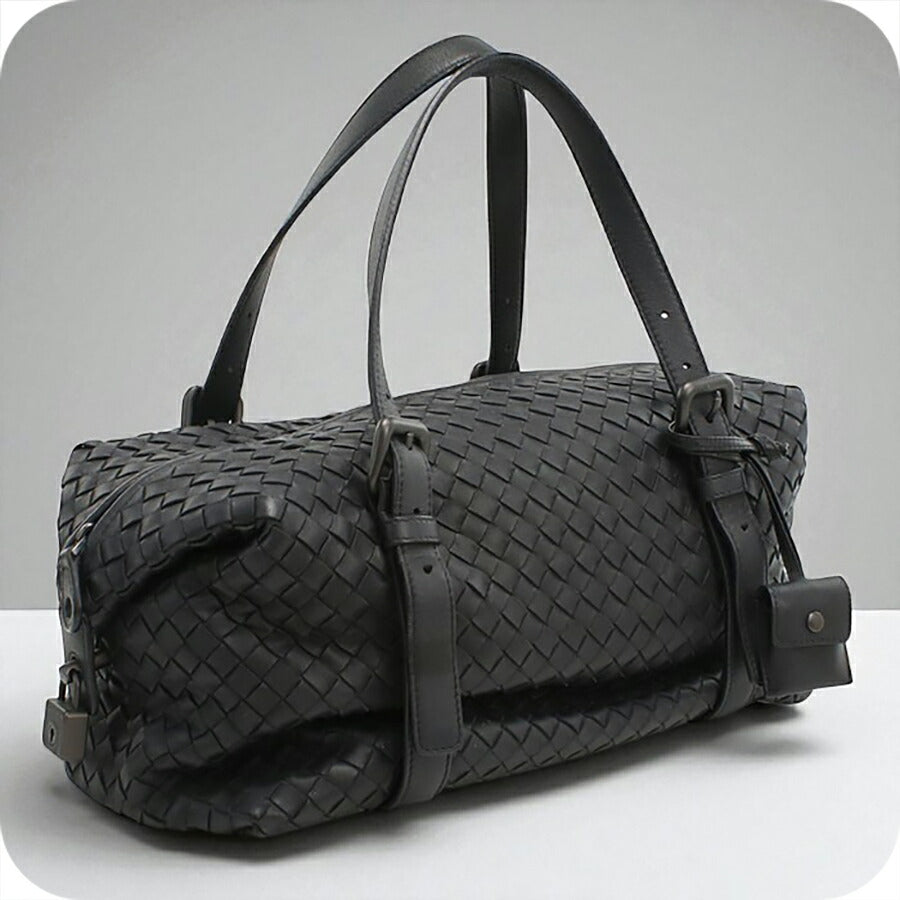 中古 ボッテガヴェネタ ミニボストン レディース ブランド BOTTEGA VENETA イントレチャート レザー ブラック バッグ USDBO94029011