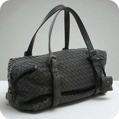 中古 ボッテガヴェネタ ミニボストン レディース ブランド BOTTEGA VENETA イントレチャート レザー ブラック バッグ USDBO94029011