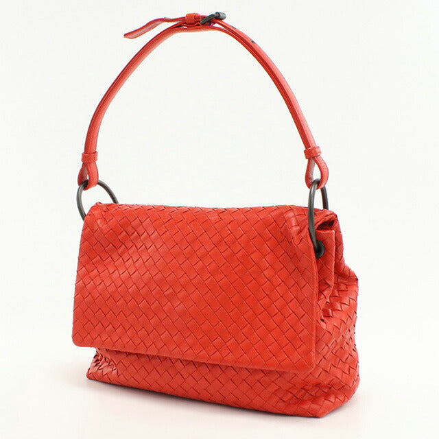 中古 ボッテガヴェネタ ショルダーバッグ レディース ブランド BOTTEGA VENETA イントレチャート ワンショルダー レザー レッド バッグ USDBO95331011
