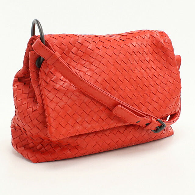 中古 ボッテガヴェネタ ショルダーバッグ レディース ブランド BOTTEGA VENETA イントレチャート ワンショルダー レザー レッド バッグ USDBO95331011