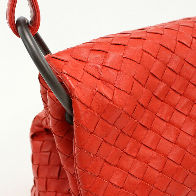 中古 ボッテガヴェネタ ショルダーバッグ レディース ブランド BOTTEGA VENETA イントレチャート ワンショルダー レザー レッド バッグ USDBO95331011