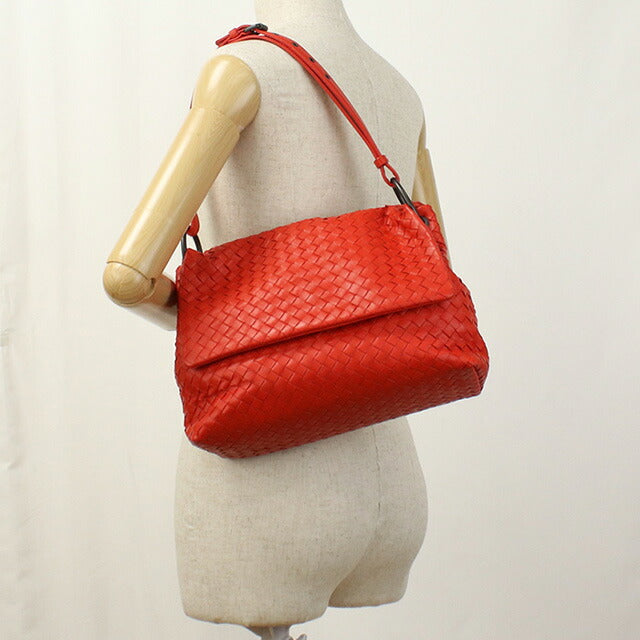 中古 ボッテガヴェネタ ショルダーバッグ レディース ブランド BOTTEGA VENETA イントレチャート ワンショルダー レザー レッド バッグ USDBO95331011