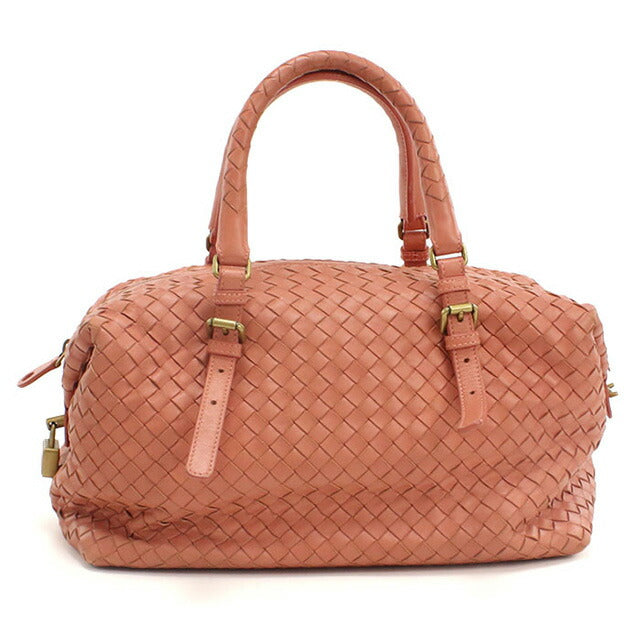 中古 ボッテガヴェネタ ミニボストン レディース ブランド BOTTEGA VENETA イントレチャート レザー 173398 V00A2 6810 ピンク バッグ USDBO96705011