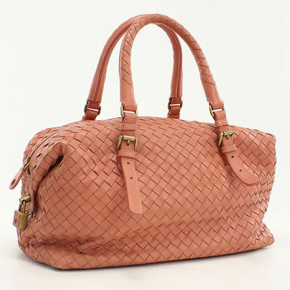 中古 ボッテガヴェネタ ミニボストン レディース ブランド BOTTEGA VENETA イントレチャート レザー 173398 V00A2 6810 ピンク バッグ USDBO96705011