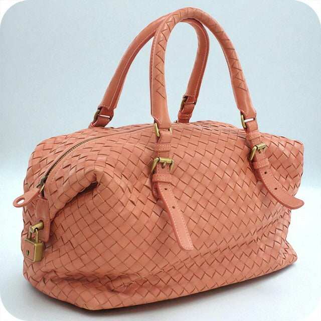 中古 ボッテガヴェネタ ミニボストン レディース ブランド BOTTEGA VENETA イントレチャート レザー 173398 V00A2 6810 ピンク バッグ USDBO96705011