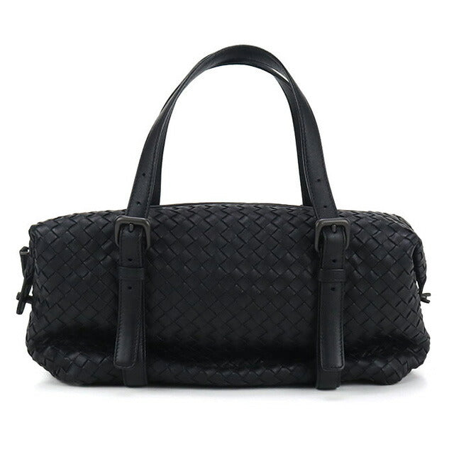 中古 ボッテガヴェネタ ミニボストン レディース ブランド BOTTEGA VENETA イントレチャート レザー ブラック バッグ USDBO96707011