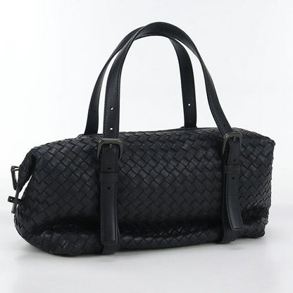 中古 ボッテガヴェネタ ミニボストン レディース ブランド BOTTEGA VENETA イントレチャート レザー ブラック バッグ USDBO96707011