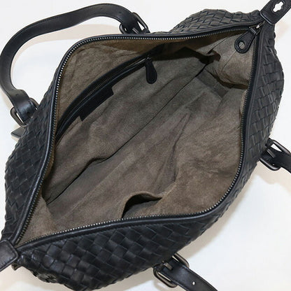 中古 ボッテガヴェネタ ミニボストン レディース ブランド BOTTEGA VENETA イントレチャート レザー ブラック バッグ USDBO96707011