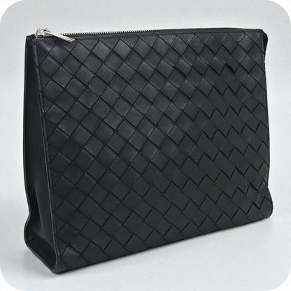 中古 ボッテガヴェネタ クラッチバッグ メンズ ブランド BOTTEGA VENETA イントレチャート レザー ブラック バッグ USDBO97400011