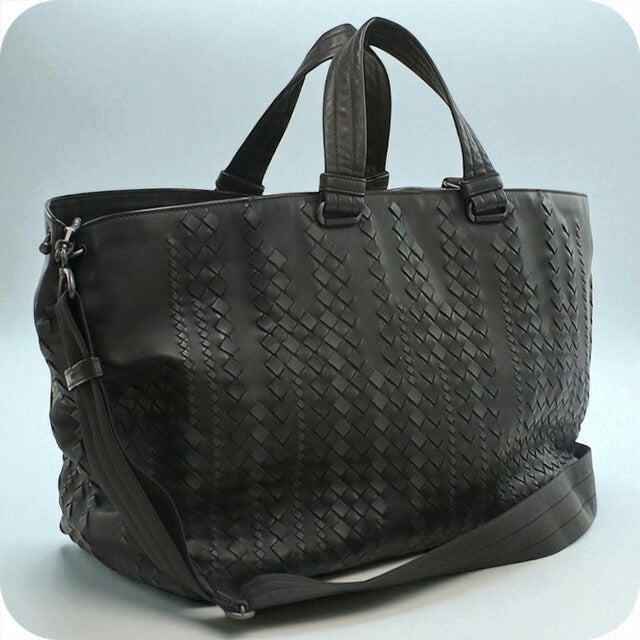 中古 ボッテガヴェネタ トートバッグ メンズ ブランド BOTTEGA VENETA イントレチャート 2WAYトートバッグ レザー ブラック バッグ USDBO98358011