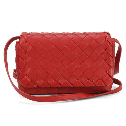 中古 ボッテガヴェネタ 斜め掛け ショルダーバッグ レディース ブランド BOTTEGA VENETA イントレチャート レザー レッド バッグ USDBO99248011