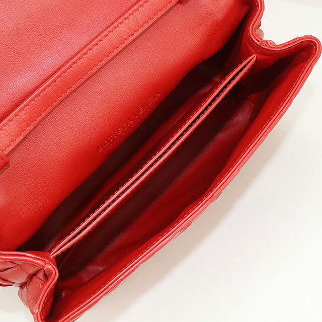 中古 ボッテガヴェネタ 斜め掛け ショルダーバッグ レディース ブランド BOTTEGA VENETA イントレチャート レザー レッド バッグ USDBO99248011