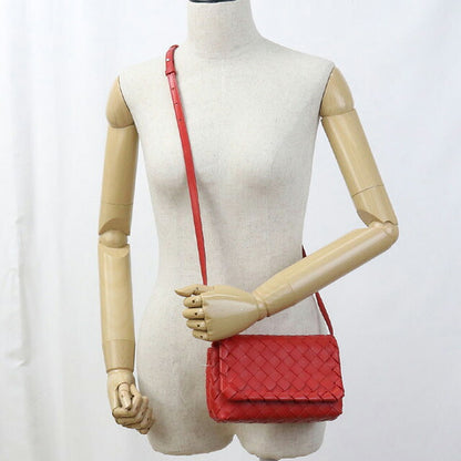 中古 ボッテガヴェネタ 斜め掛け ショルダーバッグ レディース ブランド BOTTEGA VENETA イントレチャート レザー レッド バッグ USDBO99248011
