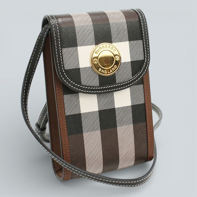 中古 バーバリー 斜め掛け ショルダーバッグ レディース ブランド BURBERRY フォンポーチ レザー ブラウン バッグ USDBU104300011