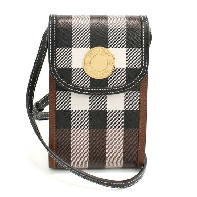 中古 バーバリー 斜め掛け ショルダーバッグ レディース ブランド BURBERRY フォンポーチ レザー ブラウン バッグ USDBU104300011