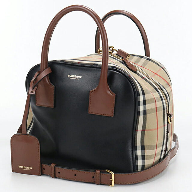 中古 バーバリー ハンドバッグ レディース ブランド BURBERRY ノバチェック キューブバッグ 2WAY レザー ブラック USDBU107827011