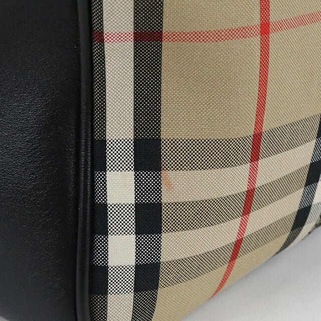 中古 バーバリー ハンドバッグ レディース ブランド BURBERRY ノバチェック キューブバッグ 2WAY レザー ブラック USDBU107827011
