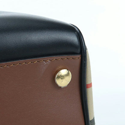 中古 バーバリー ハンドバッグ レディース ブランド BURBERRY ノバチェック キューブバッグ 2WAY レザー ブラック USDBU107827011