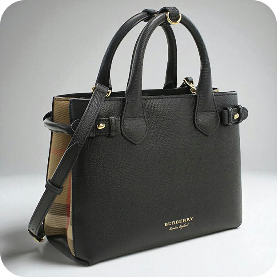 中古 バーバリー トートバッグ レディース ブランド BURBERRY スモールバナー ノバチェック 2WAY 4023700 ブラック バッグ USDBU95856011