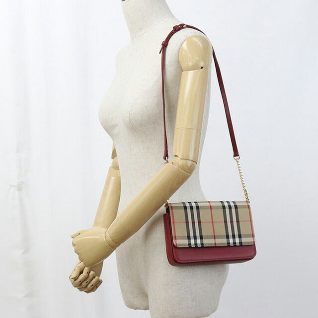 二手 Burberry 单肩包 女士品牌 BURBERRY Nova 格纹链条皮革米色包 USDBU99905011
