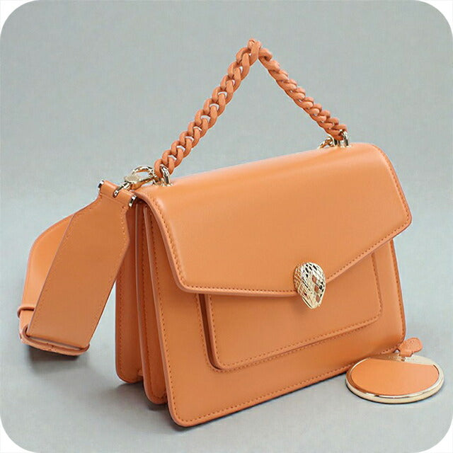 中古 ブルガリ ショルダーバッグ レディース ブランド BVLGARI セルペンティフォーエバー 2WAY レザー オレンジ バッグ USDBV102759011