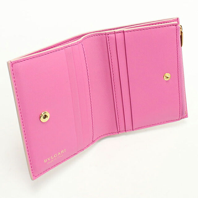 中古 ブルガリ 二つ折り財布 レディース ブランド BVLGARI ロゴマニア ピンク 財布 USDBV103702011