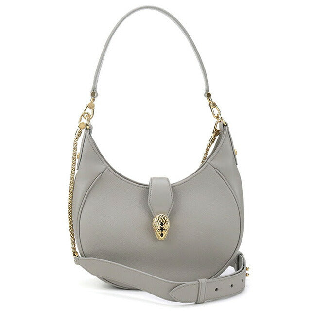 中古 ブルガリ ハンドバッグ レディース ブランド BVLGARI セルペンティ エリプス 2WAY レザー グレー バッグ USDBV96100011