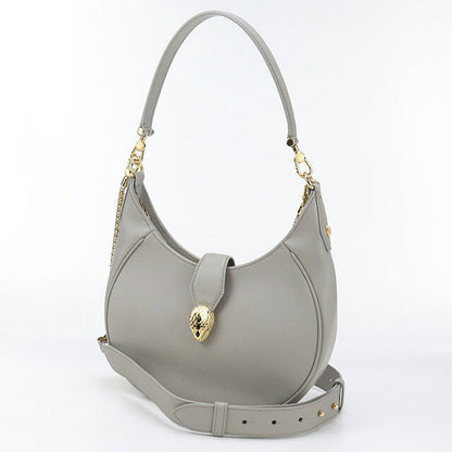 中古 ブルガリ ハンドバッグ レディース ブランド BVLGARI セルペンティ エリプス 2WAY レザー グレー バッグ USDBV96100011