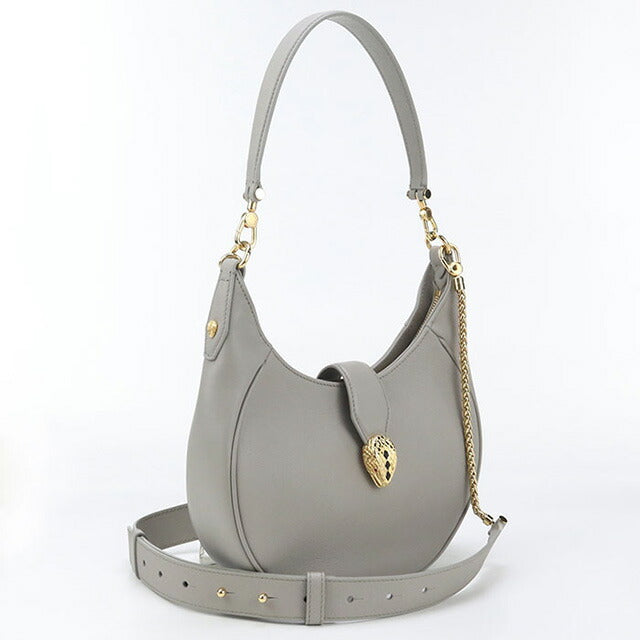 中古 ブルガリ ハンドバッグ レディース ブランド BVLGARI セルペンティ エリプス 2WAY レザー グレー バッグ USDBV96100011