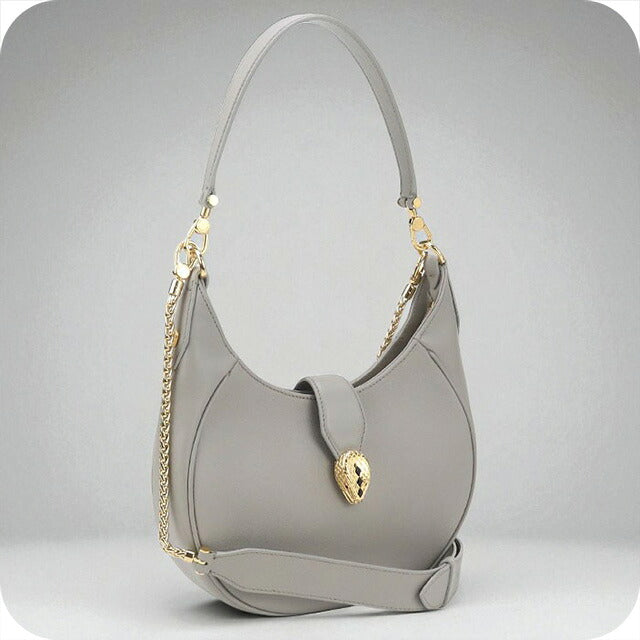 中古 ブルガリ ハンドバッグ レディース ブランド BVLGARI セルペンティ エリプス 2WAY レザー グレー バッグ USDBV96100011