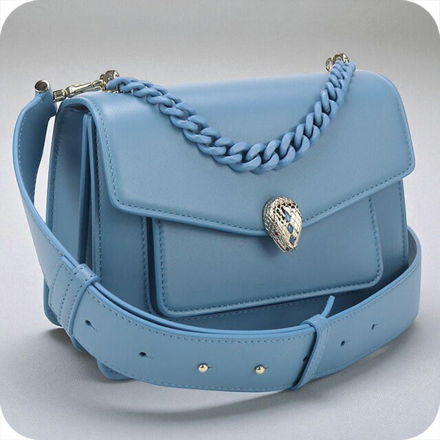 中古 ブルガリ 斜め掛け ショルダーバッグ レディース ブランド BVLGARI セルペンティフォーエバー 2WAY レザー ブルー バッグ USDBV97061011