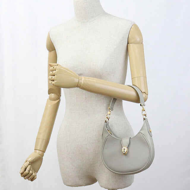 中古 ブルガリ 斜め掛け ショルダーバッグ レディース ブランド BVLGARI セルペンティエリプス 2WAY レザー グレー バッグ USDBV97555011