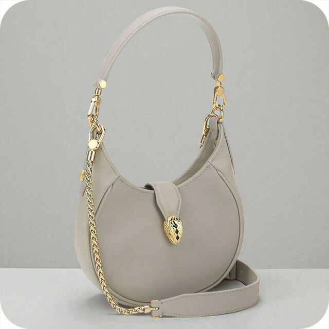中古 ブルガリ 斜め掛け ショルダーバッグ レディース ブランド BVLGARI セルペンティエリプス 2WAY レザー グレー バッグ USDBV97555011