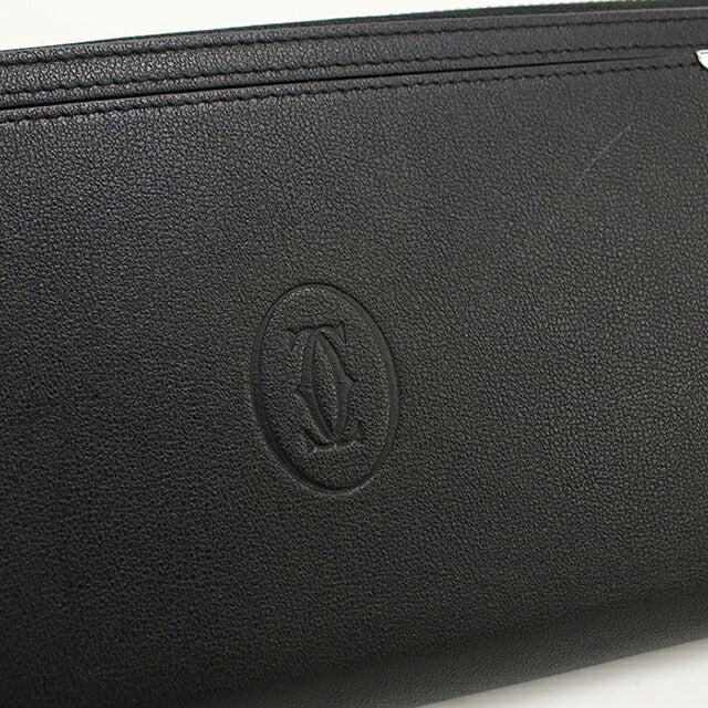 中古 カルティエ 長財布ラウンドファスナー レディース ブランド Cartier マスト ジップ インターナショナルウォレット L3001489 ブラック USDCA115578011