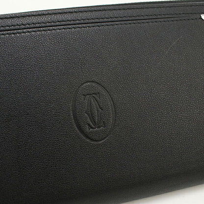 中古 カルティエ 長財布ラウンドファスナー レディース ブランド Cartier マスト ジップ インターナショナルウォレット L3001489 ブラック USDCA115578011
