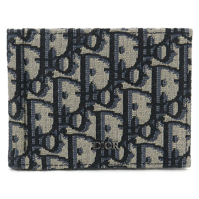 中古 ディオール 二折財布 メンズ ブランド Dior マネークリップ付き ウォレット 2ESBH069YSE_H05E ネイビー 財布 USDCD100280011