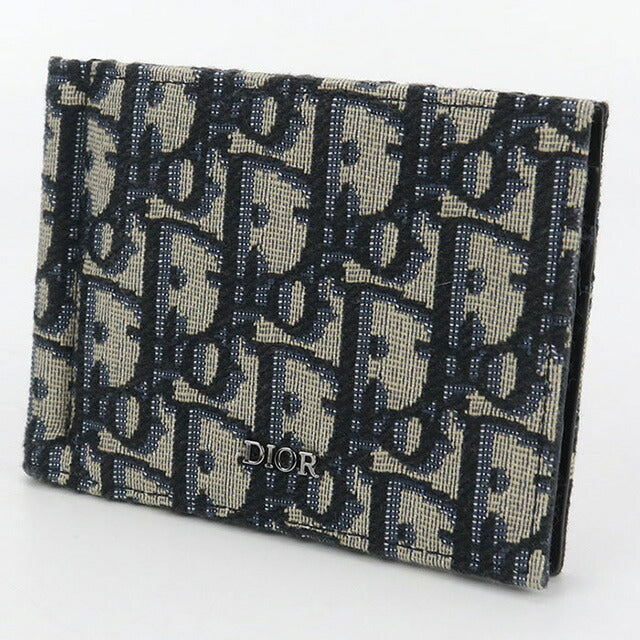 中古 ディオール 二折財布 メンズ ブランド Dior マネークリップ付き ウォレット 2ESBH069YSE_H05E ネイビー 財布 USDCD100280011