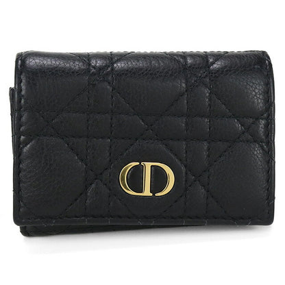 中古 ディオール 二折財布 レディース ブランド Dior CARO グリシン ウォレット S5132UWHC_M900 ブラック 財布 USDCD100281011