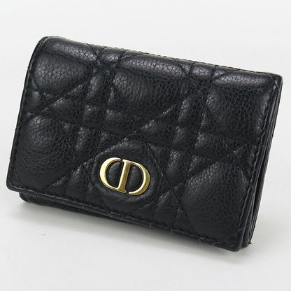 中古 ディオール 二折財布 レディース ブランド Dior CARO グリシン ウォレット S5132UWHC_M900 ブラック 財布 USDCD100281011