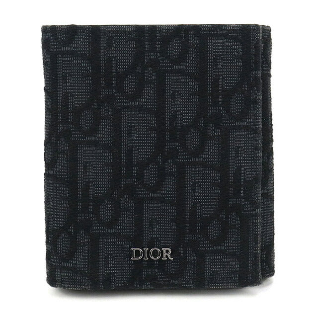 中古 ディオール 三つ折り財布 メンズ ブランド Dior ディオール オブリーク 2ESBH081YSE ブラック 財布 USDCD101545011