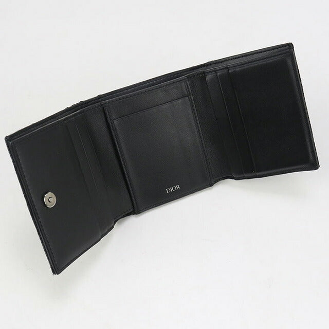 中古 ディオール 三つ折り財布 メンズ ブランド Dior ディオール オブリーク 2ESBH081YSE ブラック 財布 USDCD101545011